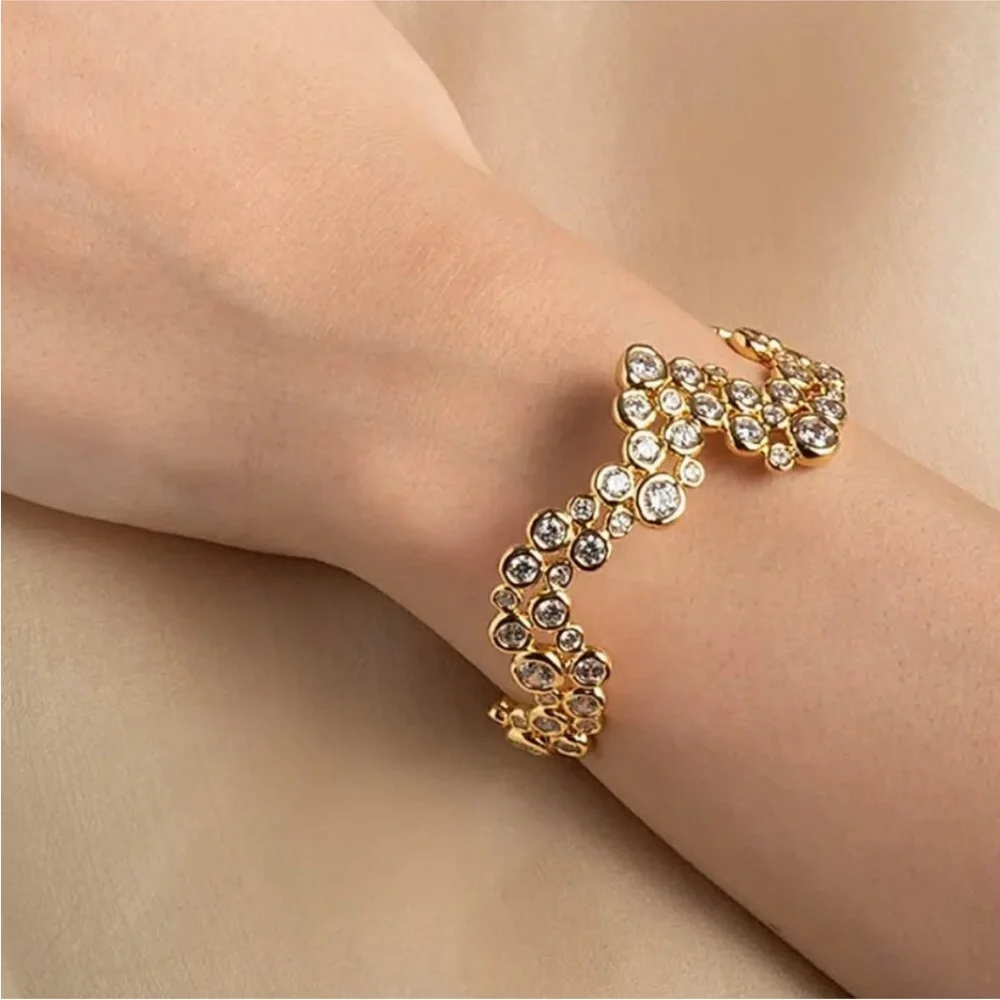 ALEXIS BITTAR • Asterales Gold Wave Cuff CZ Bracelet